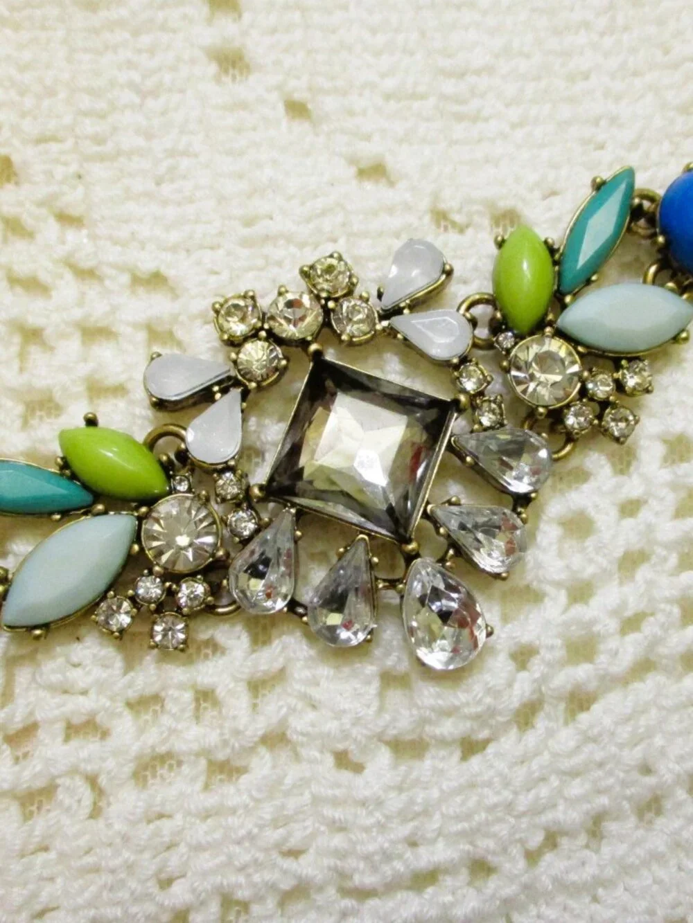 J CREW Rhinestone Cabochon Bracelet: Gold Plate VINTAGE Statement Jewelry & Bag